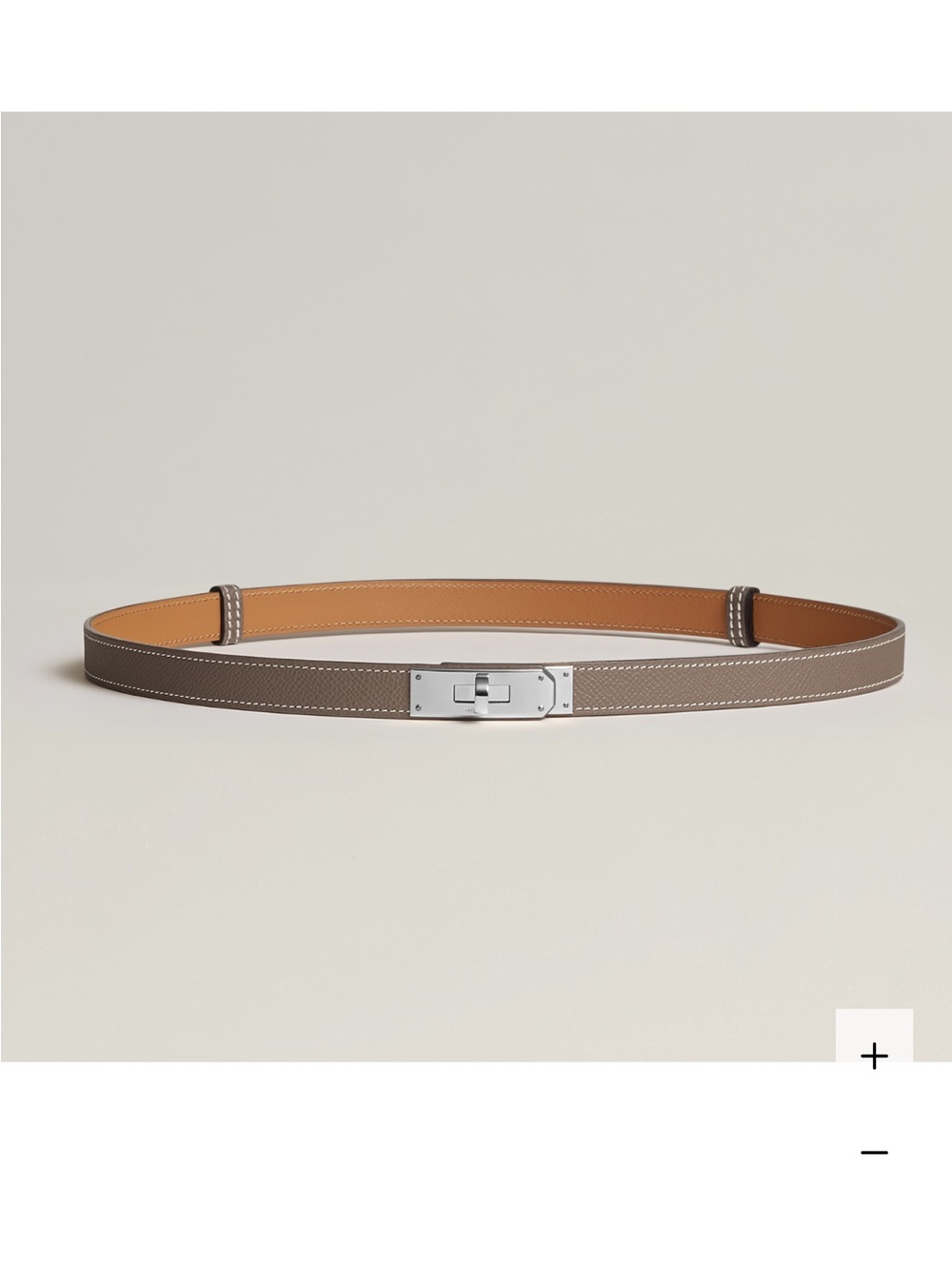 NWT Hermes Kelly 18 belt in Etoupe and Palladium HDW
